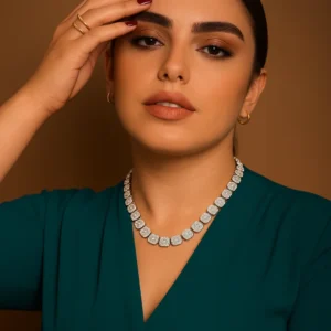 Radiant Diamond Cluster Tennis Necklace