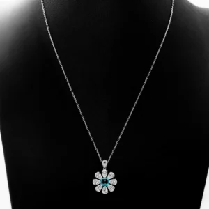Blue Sapphire Bloom Pendant Necklace
