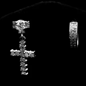 Men's Square Cluster Stud Earrings – Silver CZ (Copy)