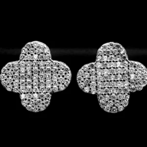 Men's Square Cluster Stud Earrings – Silver CZ (Copy)