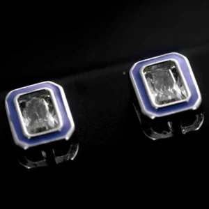 Men's Square Cluster Stud Earrings – Silver CZ (Copy)