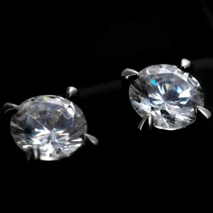 Men's Square Cluster Stud Earrings – Silver CZ (Copy)