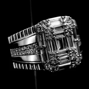 Iced out men's ring silver 925 rhodium coated