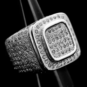 Iced out men's ring silver 925 rhodium coated