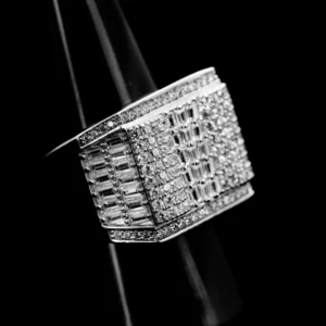 Iced out men's ring silver 925 rhodium coated