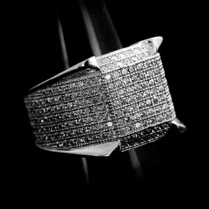 Iced out men's ring silver 925 rhodium coated