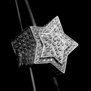 Iced out men's ring silver 925 rhodium coated